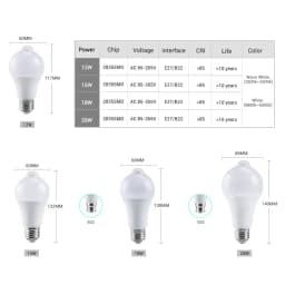 PIR Motion Sensor Light Bulbs E27 12W 15W 18W 20W LED Lamp Auto Smart Infrared B22 LED Bulb Energy Saving Lamp Porch Light