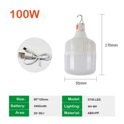 Outdoor LED Bulb USB Rechargeable Mobile Lamp Super Bright Portable Tent Market Hook Up Night Lights Camping Emergency Lights