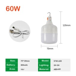 Outdoor LED Bulb USB Rechargeable Mobile Lamp Super Bright Portable Tent Market Hook Up Night Lights Camping Emergency Lights