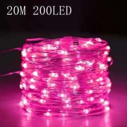 20m 200LED Fairy Light Battery Powered, Pink Copper Wire Starry Sky Light, Suitable for Bedroom, Christmas, Party Decoration