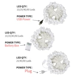 USB/Battery Powered LED Ball Wreath String Light Fairy Outdoor Light Birthday Wedding Home Festival Party Camping Light Decorati