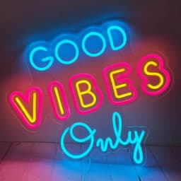 Good Vibes Only Neon Sign for Wall Decor LED Light for Bedroom Powered by USB with Dimmable Switch, Neon Light Sign for Bedroom