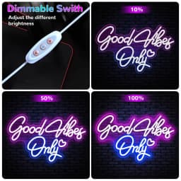 Good Vibes Only Neon Sign for Wall Decor LED Light for Bedroom Powered by USB with Dimmable Switch, Neon Light Sign for Bedroom