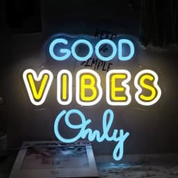 Good Vibes Only Neon Sign for Wall Decor LED Light for Bedroom Powered by USB with Dimmable Switch, Neon Light Sign for Bedroom