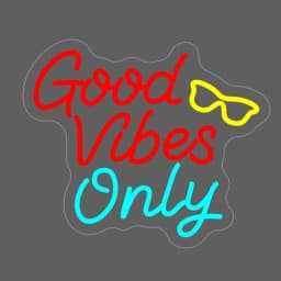 Good Vibes Only Neon Sign for Wall Decor LED Light for Bedroom Powered by USB with Dimmable Switch, Neon Light Sign for Bedroom