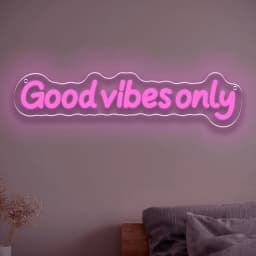 Good Vibes Only Neon Sign for Wall Decor LED Light for Bedroom Powered by USB with Dimmable Switch, Neon Light Sign for Bedroom