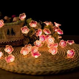 2m Cherry Blossom Flower Garland Lamp Battery Operated LED String Fairy Lights Crystal Flowers Indoor Wedding Christmas Decors