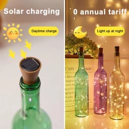 LED Solar String Garland Lights Outdoor Waterproof Copper Wire Bottle Stopper Shaped 1M Fairy Light Decor For Wedding Christmas