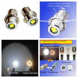 P13.5S Pr2 LED Bulb 3W Upgrade LED Flashlight Bulb Maglite LED Conversion Kit Mag Light LED Bulb 2-16 C&D Cells Maglite Torch