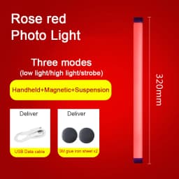 LED Video Light Wand Handheld Hanging Fill Light Photography Lamp Rechargeable Bedside Lamp Light Stick for Vlog Live Streaming