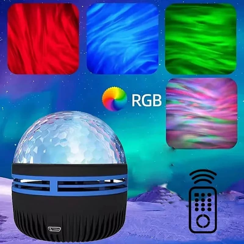 1pc Aurora Borealis Starry Sky Projector,Bedroom Night Light,USB-Powered,Multi-Color,Remote Control,For Gift,Home Decoration