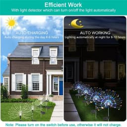 1 Pack Solar Firework Lawn Light Outdoor, IP65 Solar Garden Flower Fairy Lights For Patio Garden Christmas Lighting Decoration