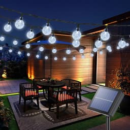 LED Solar Powered Crystal Ball Fairy String Lights Garden Party Outdoor Lamps