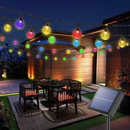 LED Solar Powered Crystal Ball Fairy String Lights Garden Party Outdoor Lamps