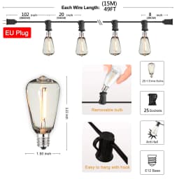 ST38 Led String Lights Outdoor Connectable Plastic Shatterproof IP65 Waterproof LED Bulb Outdoor Garden Garland String Lights