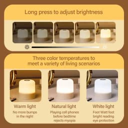 GGbingo 16 Colors LED Table Lamp - Touch & Remote Control Dimmable Rechargeable Bedside Night Lamp for Room Decor