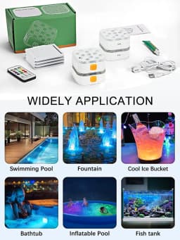 Underwater Lights LED Submersible Pool Lights Rechargeable 200FT Remote Control Swimming Pool Light with Timer Color changing