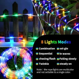 Solar Rope Lights Solar LED Light Path Deck Outdoor Garden Solar String Lights Waterproof Outdoor Lighting Strips 8 Light Modes