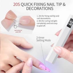 Mini Handheld UV Light for Gel Nails, Rechargeable Nail Lamp with 20s/60s Timer and LED Display for Flash Cures and Manicure Art