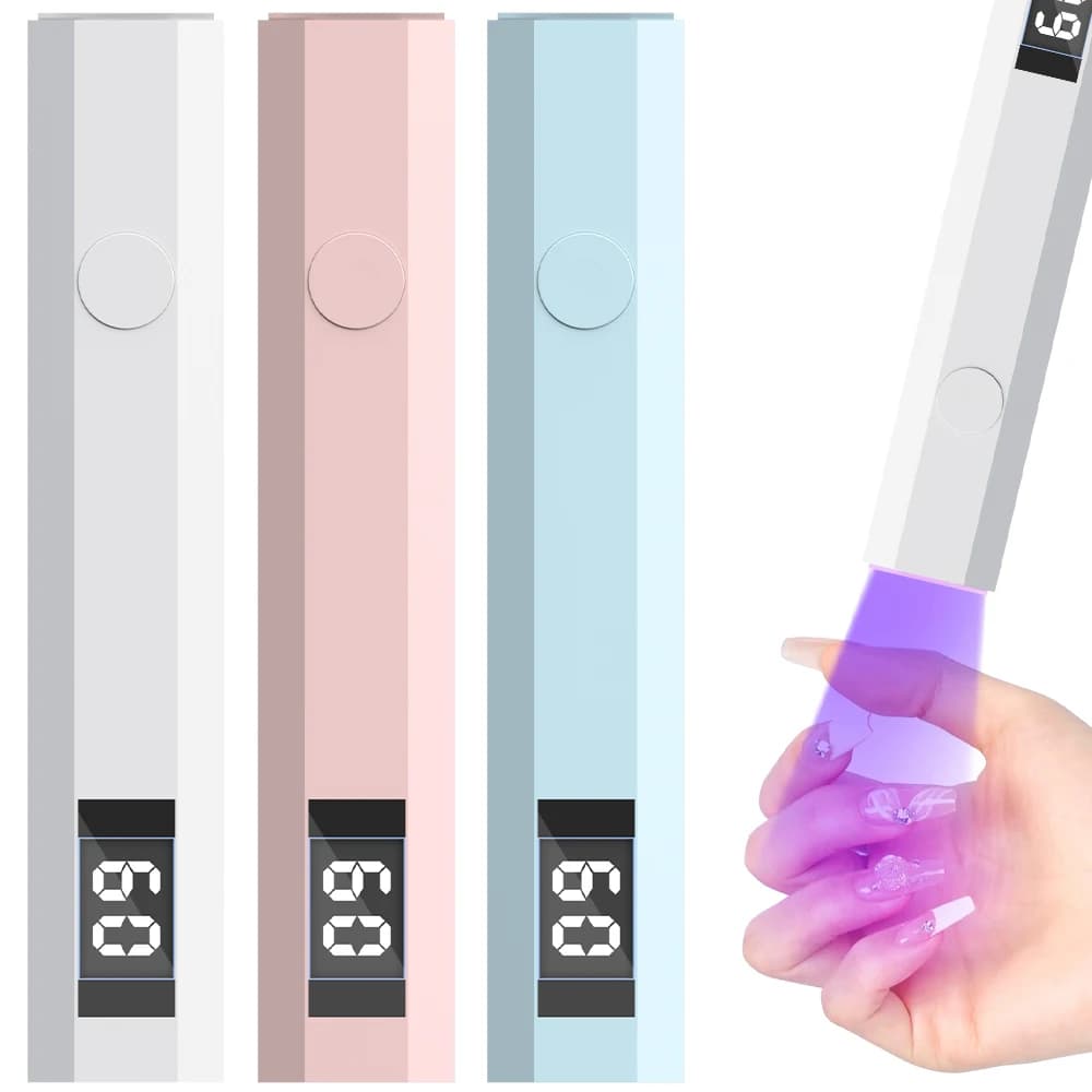 Mini Handheld UV Light for Gel Nails, Rechargeable Nail Lamp with 20s/60s Timer and LED Display for Flash Cures and Manicure Art