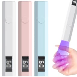 Mini Handheld UV Light for Gel Nails, Rechargeable Nail Lamp with 20s/60s Timer and LED Display for Flash Cures and Manicure Art