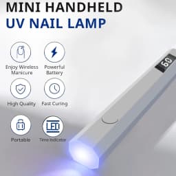 Mini Handheld UV Light for Gel Nails, Rechargeable Nail Lamp with 20s/60s Timer and LED Display for Flash Cures and Manicure Art