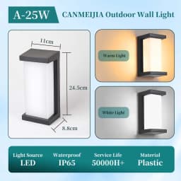 Modern Square Wall Light LED Flush Mount Black Home Decor Wall Sconce IP65 Waterproof for Balcony Living Room Bedroom 25W
