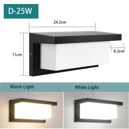 Modern Square Wall Light LED Flush Mount Black Home Decor Wall Sconce IP65 Waterproof for Balcony Living Room Bedroom 25W