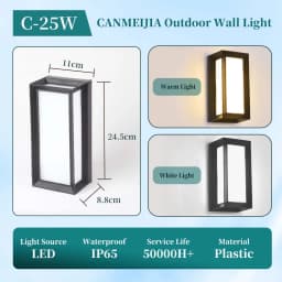Modern Square Wall Light LED Flush Mount Black Home Decor Wall Sconce IP65 Waterproof for Balcony Living Room Bedroom 25W