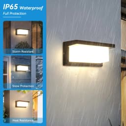 Modern Square Wall Light LED Flush Mount Black Home Decor Wall Sconce IP65 Waterproof for Balcony Living Room Bedroom 25W