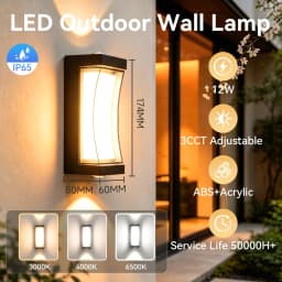 Modern Square Wall Light LED Flush Mount Black Home Decor Wall Sconce IP65 Waterproof for Balcony Living Room Bedroom 25W