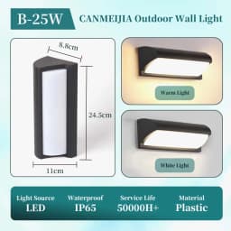 Modern Square Wall Light LED Flush Mount Black Home Decor Wall Sconce IP65 Waterproof for Balcony Living Room Bedroom 25W