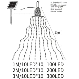 Solar Powered LED Branch Lights With Copper Waterproof Waterfall Light For Garden Party Outdoor Christmas Tree Decoration