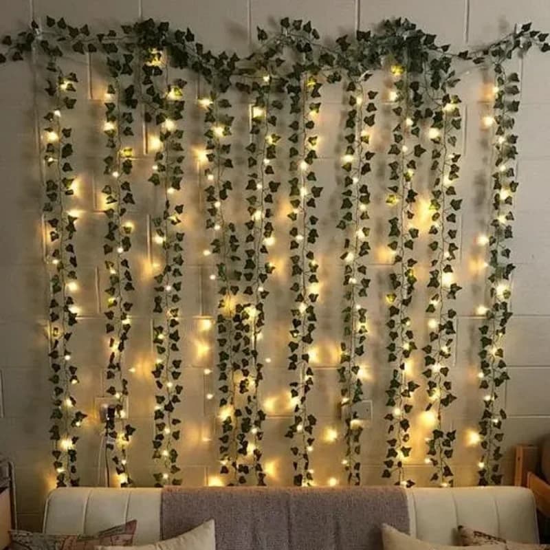 1 Pack Realistic Greenery Vines with 20 LED String Lights Indoor Outdoor Decor for New Year Wall Home Room Office Birthday Party
