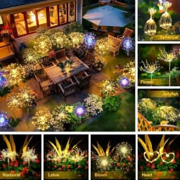 Solar Lights for Outdoor Garden LED Dandelion Lighting Stake Solar Firework Light for Lawn Decor Solar Garden Light
