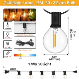Outdoor LED Waterproof G40 String Light EU Plug Shatterproof Light Bulb Garden Fairy String Lights for Patio Festoon Party Decor