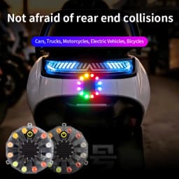 Solar Colorful Warning Flash Light Strong Paste Truck Night Width Tail Light Brake Car Anti-Rear Collision LED Indicator Lamp
