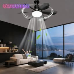 Ceiling Fan with Light E27 52CM Fan Light with Remote Control Super Quiet Socket Ceiling Fan for Bedroom Kitchen Home Lighting