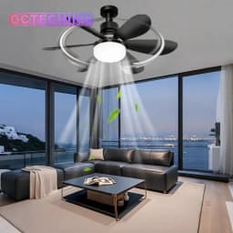 Ceiling Fan with Light E27 52CM Fan Light with Remote Control Super Quiet Socket Ceiling Fan for Bedroom Kitchen Home Lighting