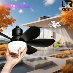 Ceiling Fan with Light E27 52CM Fan Light with Remote Control Super Quiet Socket Ceiling Fan for Bedroom Kitchen Home Lighting