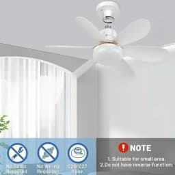Ceiling Fan with Light E27 52CM Fan Light with Remote Control Super Quiet Socket Ceiling Fan for Bedroom Kitchen Home Lighting