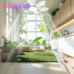 Ceiling Fan with Light E27 52CM Fan Light with Remote Control Super Quiet Socket Ceiling Fan for Bedroom Kitchen Home Lighting
