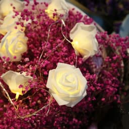 1Pack 10/20Led White Rose Flower String Lights Battery Operated For Valentine'S Day Wedding Home Party Birthday Decorations
