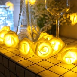 1Pack 10/20Led White Rose Flower String Lights Battery Operated For Valentine'S Day Wedding Home Party Birthday Decorations