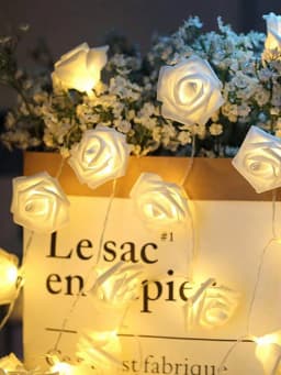1Pack 10/20Led White Rose Flower String Lights Battery Operated For Valentine'S Day Wedding Home Party Birthday Decorations
