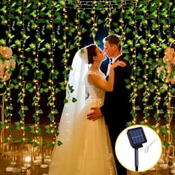 5/10M Solar Rattan Light String Outdoor Fairy Lamp 8 Mode Artificial Plant Leaf For Wedding Camping Garden Fence Decoration