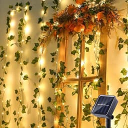 5/10M Solar Rattan Light String Outdoor Fairy Lamp 8 Mode Artificial Plant Leaf For Wedding Camping Garden Fence Decoration