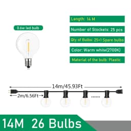 110V/220V Outdoor String Lights LED G40 Festoon Fairy Patio Garland Lamp Wedding Street Camping Garden Party Decoration Lights