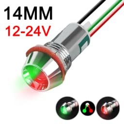 Two Color Metal Indicator Light Signal Lamp With Wire LED Waterproof Green Red 3V 6V 12V 24V 110V 220V 8MM 10MM 12MM 14MM 16MM