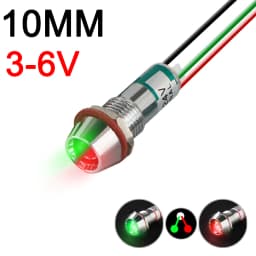 Two Color Metal Indicator Light Signal Lamp With Wire LED Waterproof Green Red 3V 6V 12V 24V 110V 220V 8MM 10MM 12MM 14MM 16MM